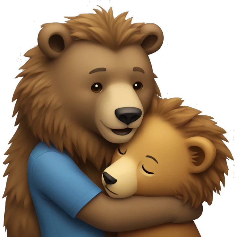 Grizzly bear hugging a lion girl emoji