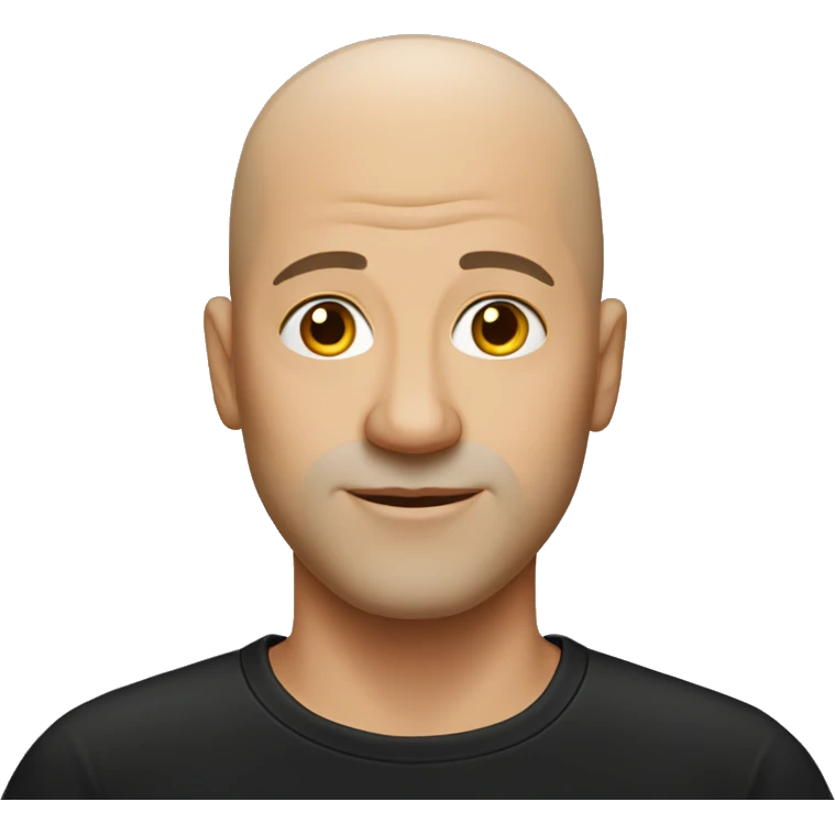 bald man in black shirt thinner face emoji