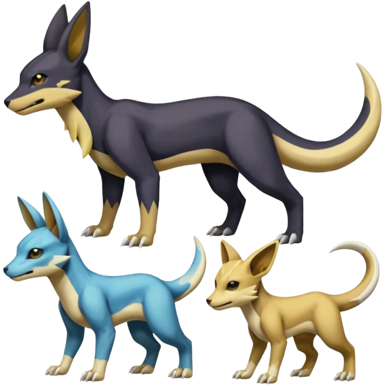 Manectric-Electrike-Lucio-Cubone-Umbreon-Marowak-Draco-Fakémon-hybrid-creature (full body), 4 legs emoji