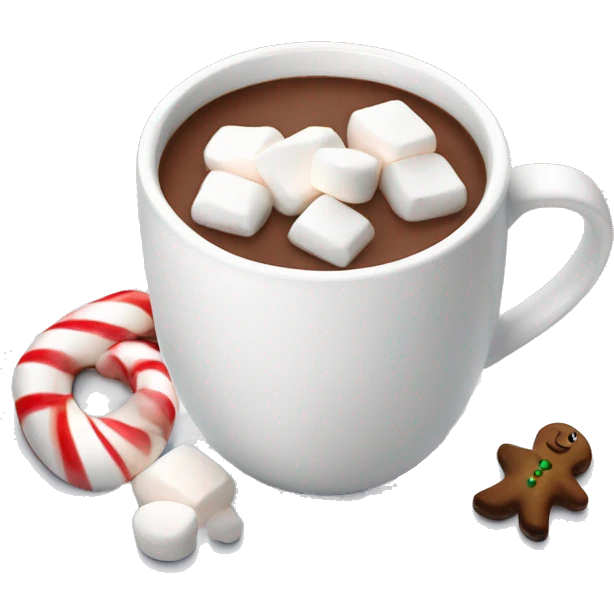 Christmas White mug of hot chocolate with marshmallows  emoji