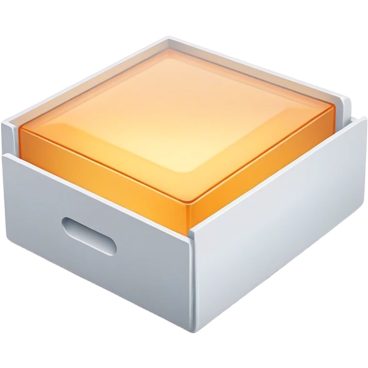 A clean, modern open box with crisp edges and a subtle shadow beneath, slightly tilted for depth. A soft glow or faint sparkles rise from inside, hinting at potential content yet to be added. The design is sleek, flat, and uncluttered, maintaining a light and inviting feel, perfect for an empty state UI. emoji