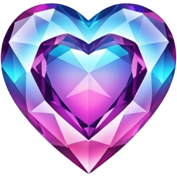 crystal heart emoji, sparkling, faceted, vibrant colors emoji