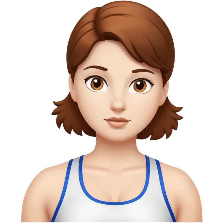 athlete with white skin and curvy brown hair emoji