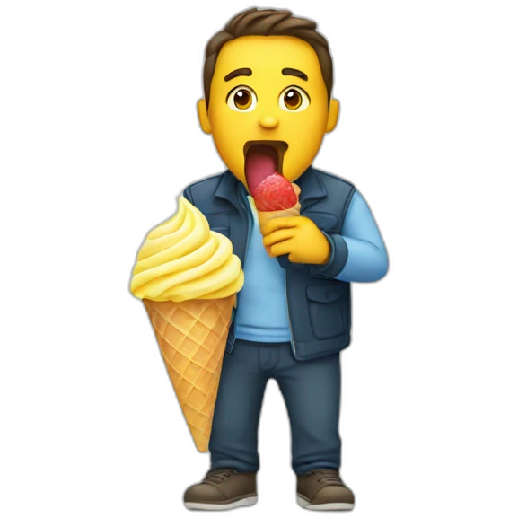 Man licking ice cone lemon emoji