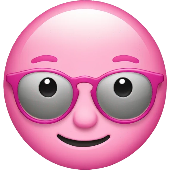 Pink round emoji smiley with glasses  emoji