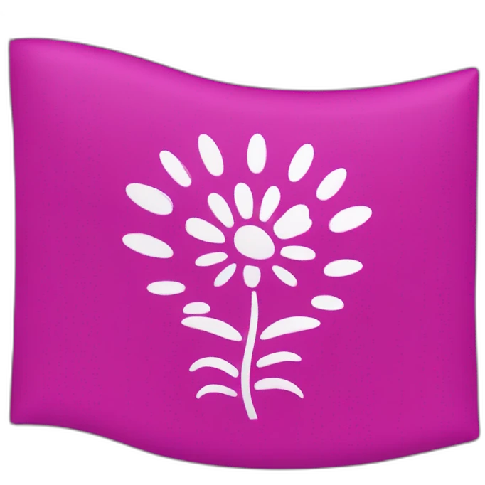big fuchsia flag with small white inscription "idea" in centre emoji