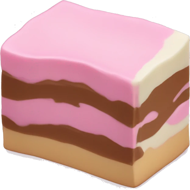 three layered vanilla fudge with white brown and pink  emoji