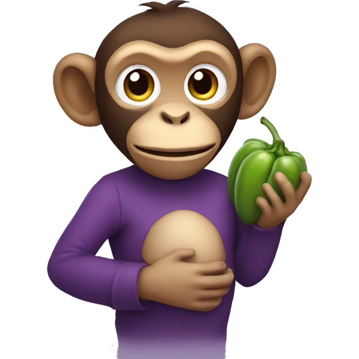 monkey holding an eggplant emoji