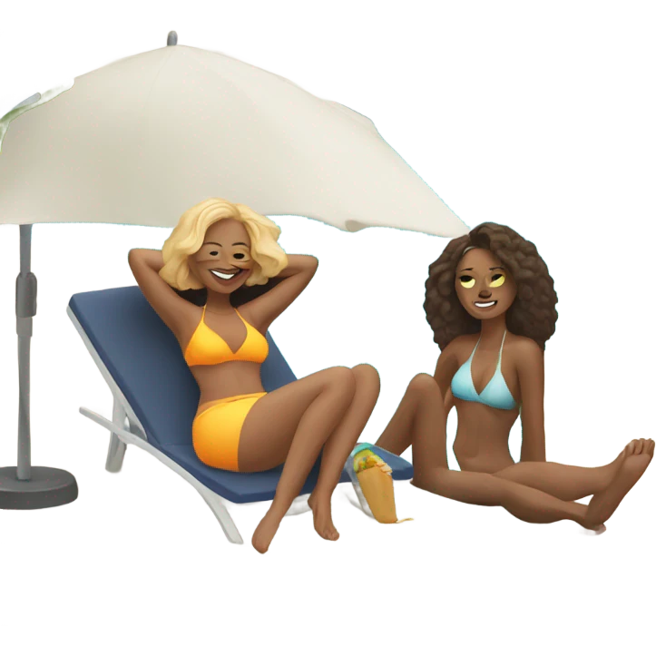 Two white women sunbathing by pool emoji