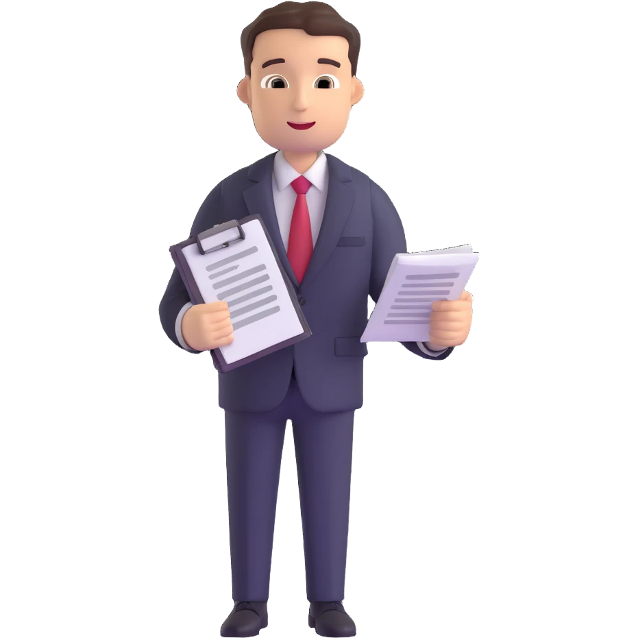 male accountant in business suit holding papers in hand emoji