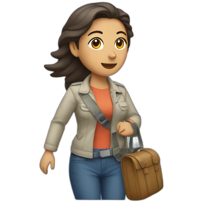 Mujer catira cargando con un avion emoji