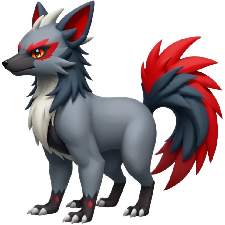 Mightyena-Zorua-Silvally-Fakémon-hybrid-creature (full body)  emoji