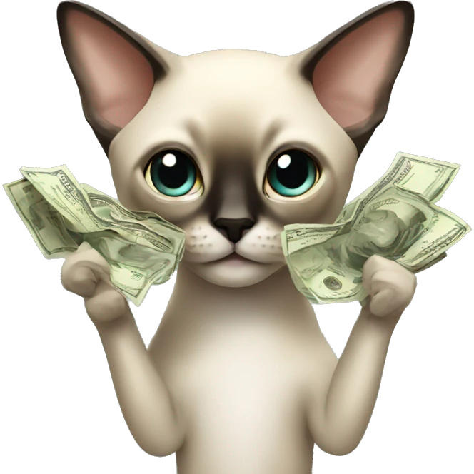 siamese with money emoji