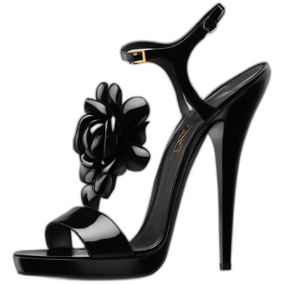 YSL TRIBUTE heels SANDAL black PATENT LEATHER emoji