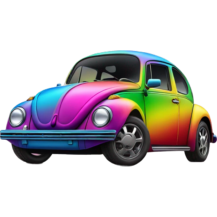 neon rainbow hippie vw beetle emoji
