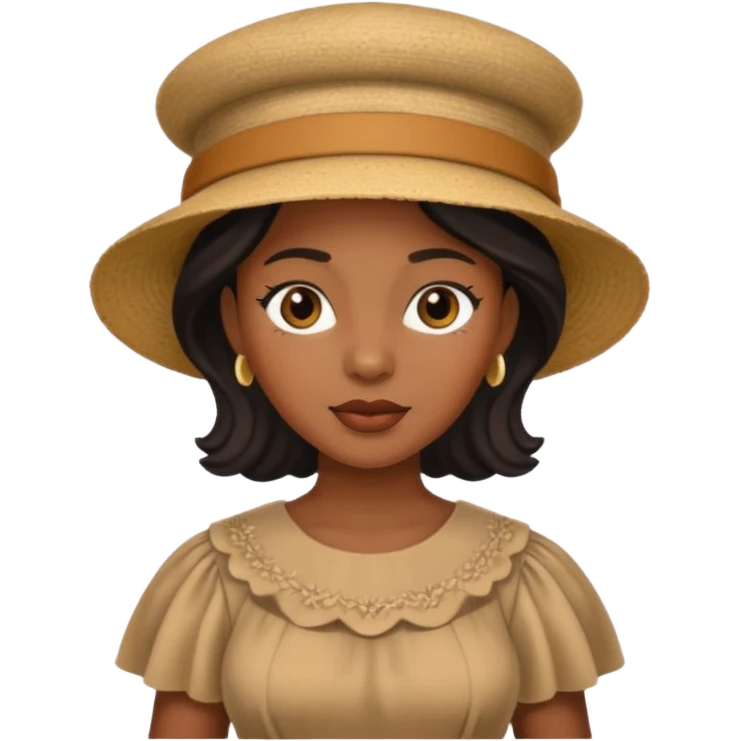 black woman with hat dress emoji