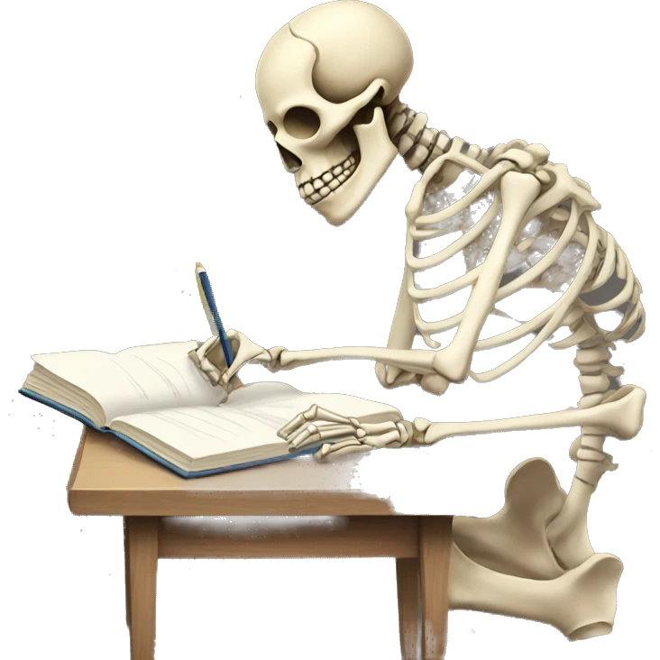skeleton studying emoji