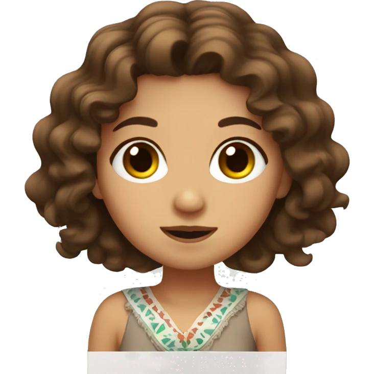 cute mexican girl with wavy brown hair and big brown eyes emoji