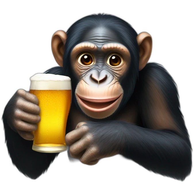 Chimpanzee drinking beer emoji