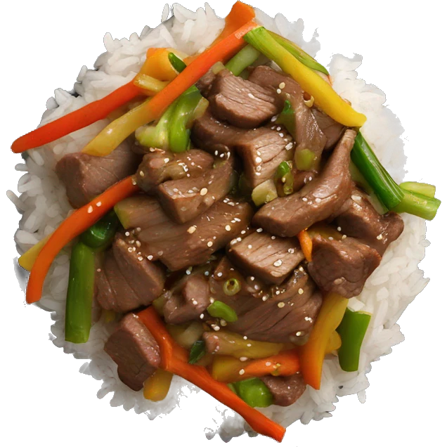 beef stir fry with vegetables and rice emoji