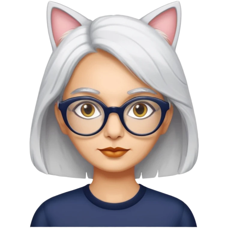seema anand white hair with cat eyed specs emoji