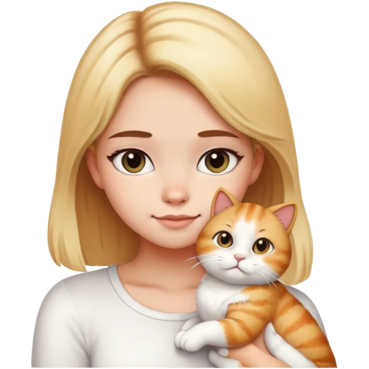 Girl with black gradient to blonde hair  petting her white Garfield cat and brown Garfield cat emoji