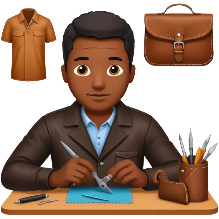 Leather Craft Worker black man  emoji