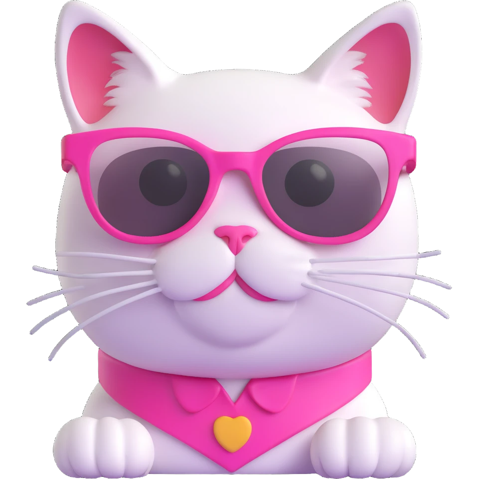 A cat with pink glasses emoji