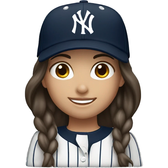 Smile brunette female Yankees cap emoji