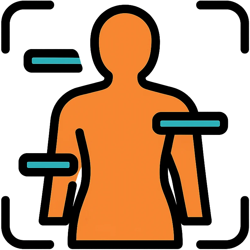 iOS app icon showing a stylized human silhouette with a scanning effect, modern and clean, suggesting health and weight loss, suitable for an app that scans the body and gives personalized recommendations emoji