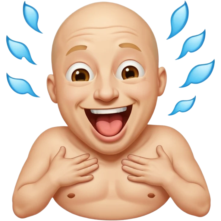 hilarious exaggerated laughing emoji face, bald man style or classic yellow emoji, mouth huge open laughing hysterically, tears flying everywhere, tongue out, holding belly or pointing, funny Greek meme energy, transparent background, cartoon vector, clean lines, 128x128, perfect for YouTube emoji" emoji