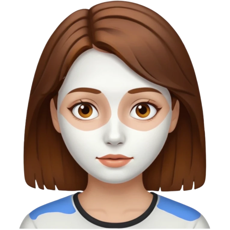 Brown hair woman, white paint in face emoji