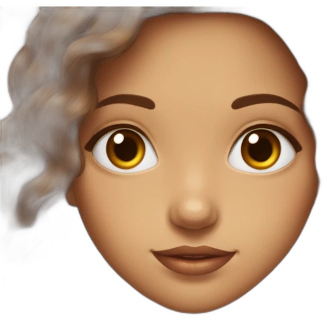 Fille cheveux longs marron boucles et yeux marrons emoji