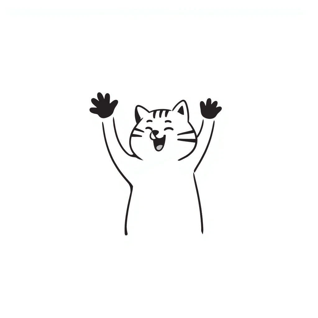happy cat with paws up emoji