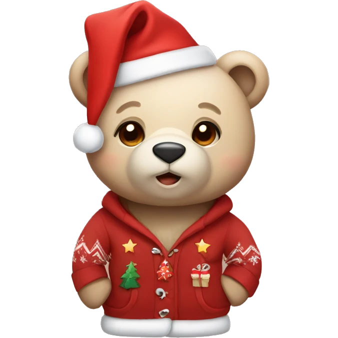 Cute bear with christmas clothes emoji