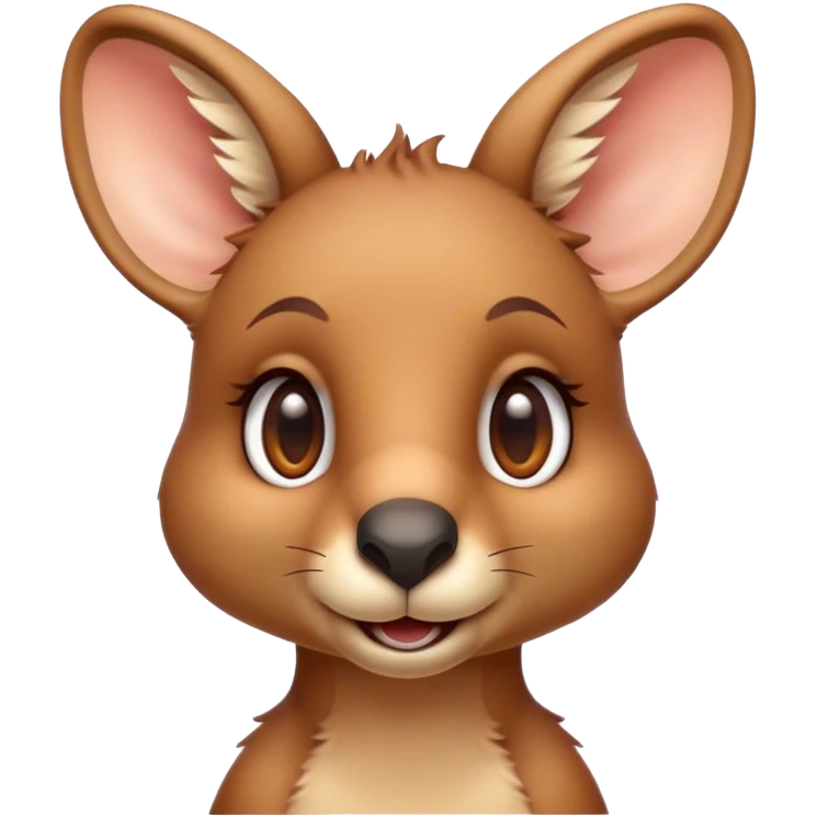 Cinematic Realistic Cute Kangaroo Portrait Emoji, Head tilted playfully and inquisitively, featuring a compact, agile build with soft, warm tawny fur and a characteristically endearing face with bright, curious eyes and perky ears, rendered with lifelike detail and natural highlights, high shine, affectionate and spirited, styled with a touch of outback whimsy, soft glowing outline, capturing the essence of a mischievous yet lovable kangaroo that seems poised to hop playfully into your arms! emoji