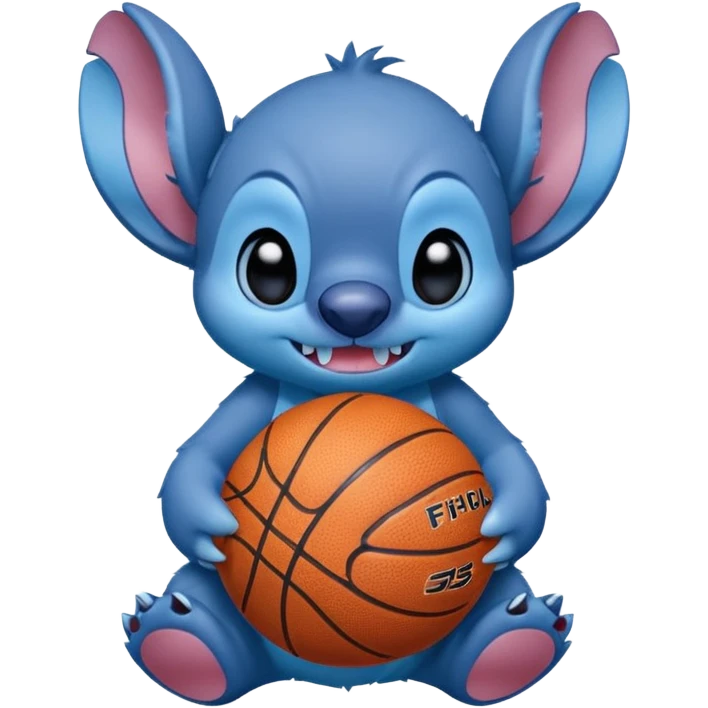 Stitch with a basketball emoji