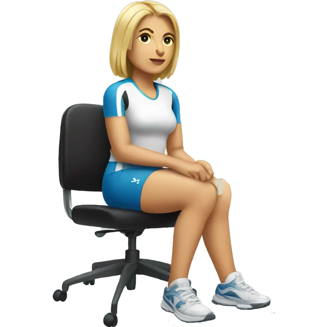 white woman in sport sitting down on a chair  emoji