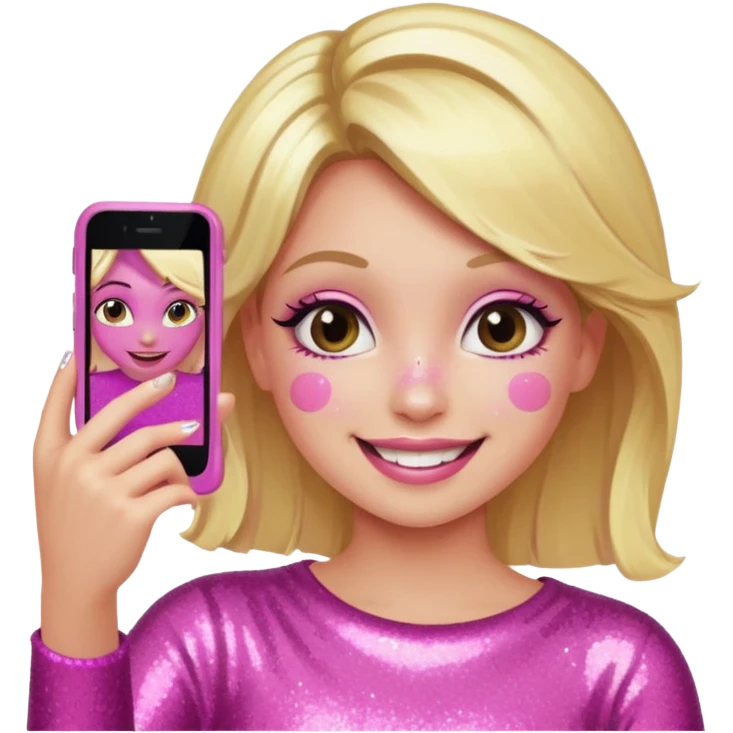 glitter pink girl naughty selfie emoji