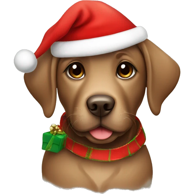 cute baby brown labrador with christmas costume emoji