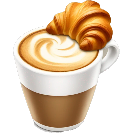 Cup of cappuccino with croissant emoji