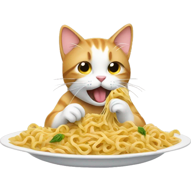 Cat eating pasta  emoji