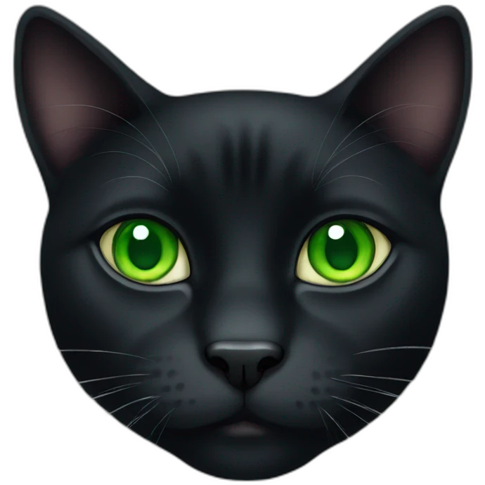fat black cat green eyes emoji