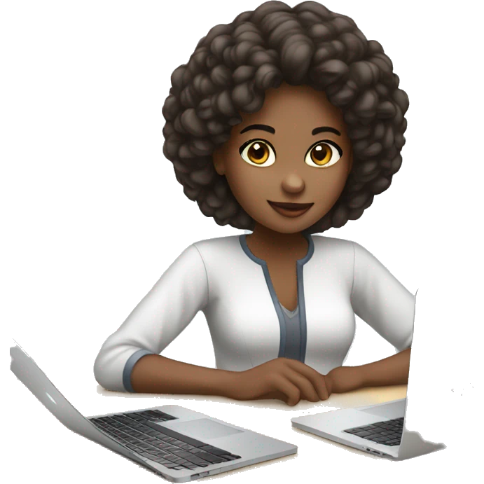 beautiful girl works on macbook emoji