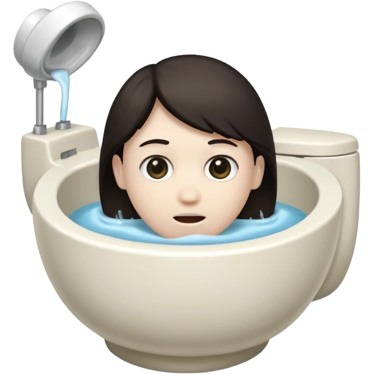 A toilet with a human head coming out of the bowl emoji