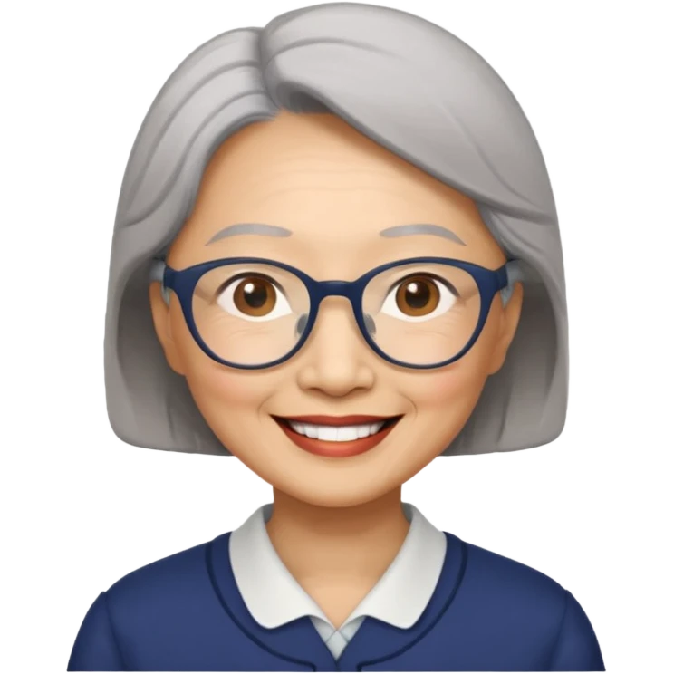 Elder asian woman with glasses emoji