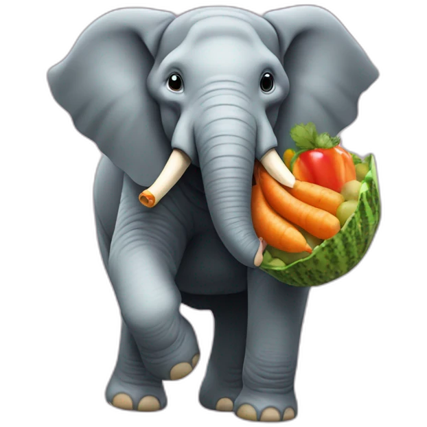 fruitimals elephant carrying carrott on back emoji