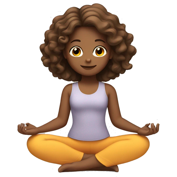 Girl with brown wavy hair doing yoga emoji