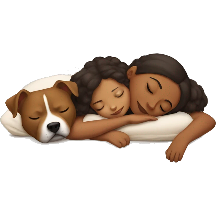 Brown girl sleeping with a pitbull  emoji