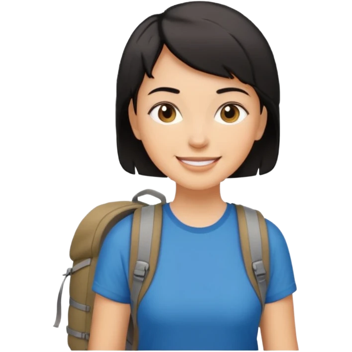 a white woman who has black short hair hiking  emoji